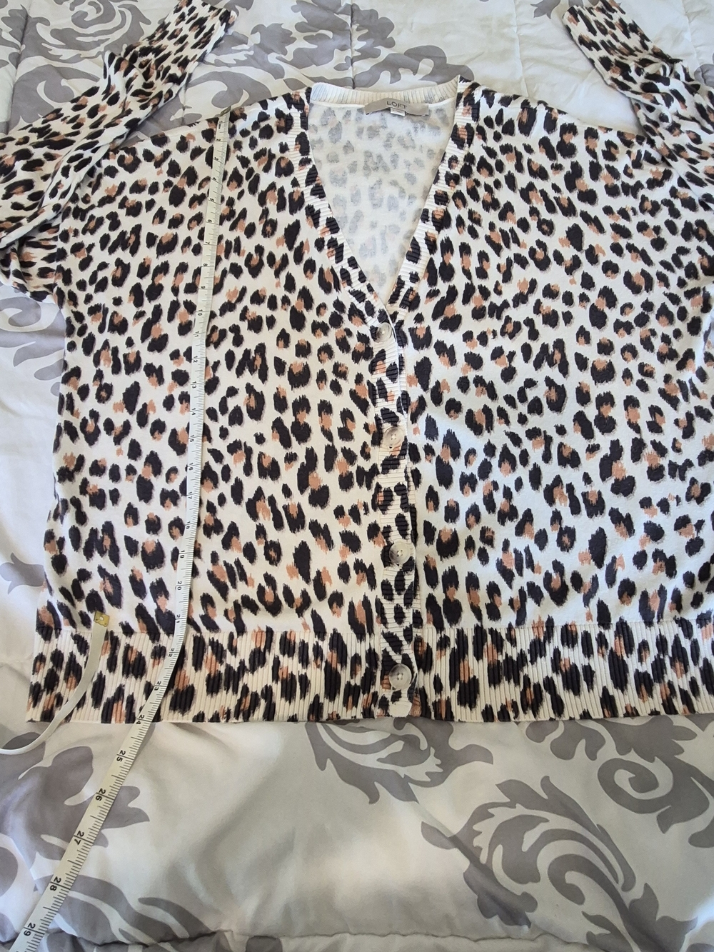 LOFT Leopard Print Cardigan in Cream, Brown & Black - Picture 5 of 8